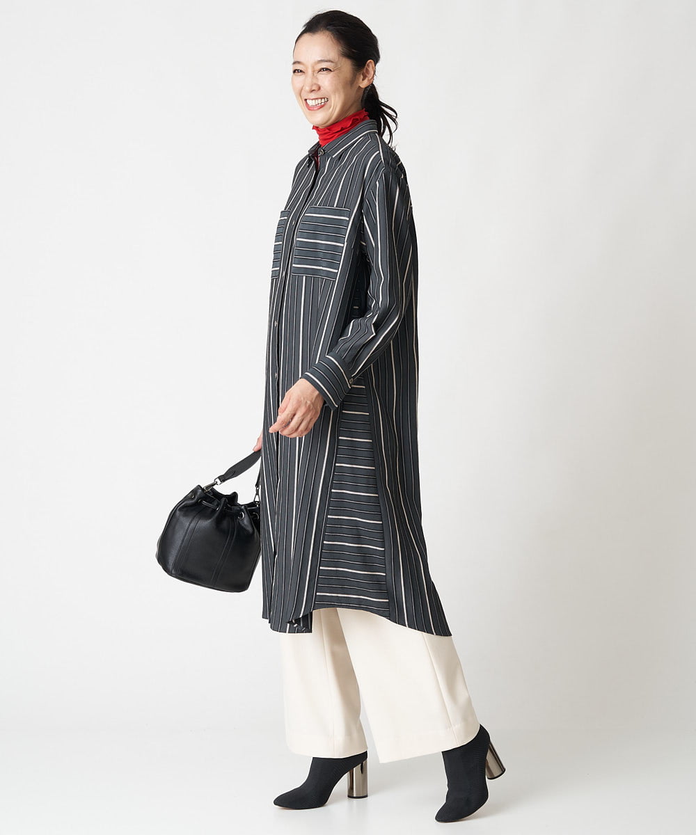 PZLAV60230 GEORGES RECH(ジョルジュ・レッシュ)  [日本製]裏起毛ストレッチワイドストレートパンツ グリーン