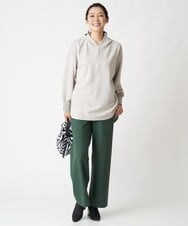 PZLAV60230 GEORGES RECH(ジョルジュ・レッシュ)  [日本製]裏起毛ストレッチワイドストレートパンツ グリーン