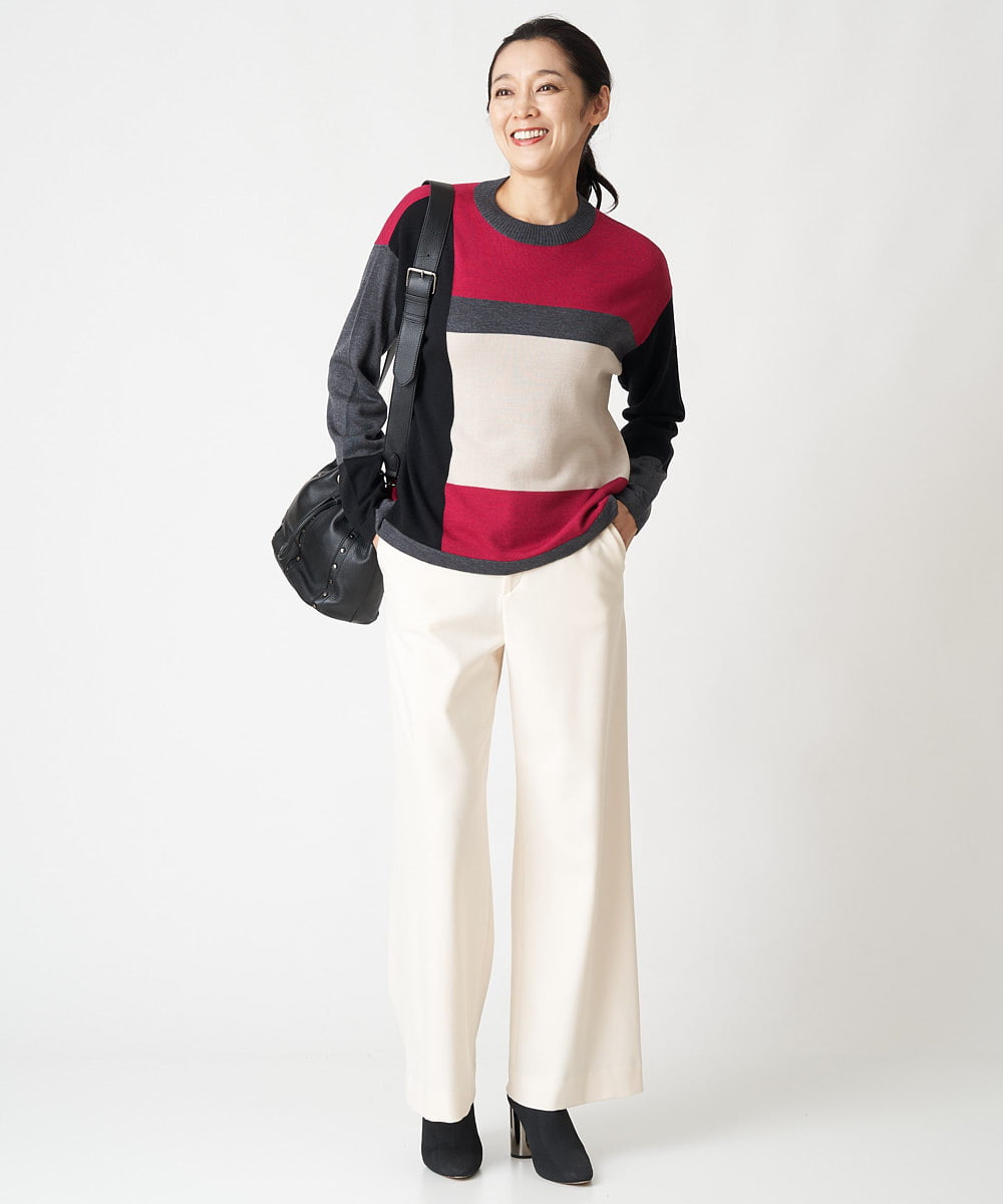 PZLAV60230 GEORGES RECH(ジョルジュ・レッシュ)  [日本製]裏起毛ストレッチワイドストレートパンツ グリーン