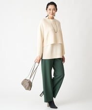 PZLAV60230 GEORGES RECH(ジョルジュ・レッシュ)  [日本製]裏起毛ストレッチワイドストレートパンツ グリーン