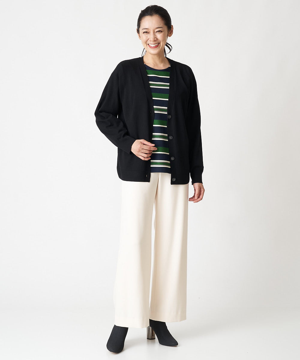 PZLAV60230 GEORGES RECH(ジョルジュ・レッシュ)  [日本製]裏起毛ストレッチワイドストレートパンツ グリーン