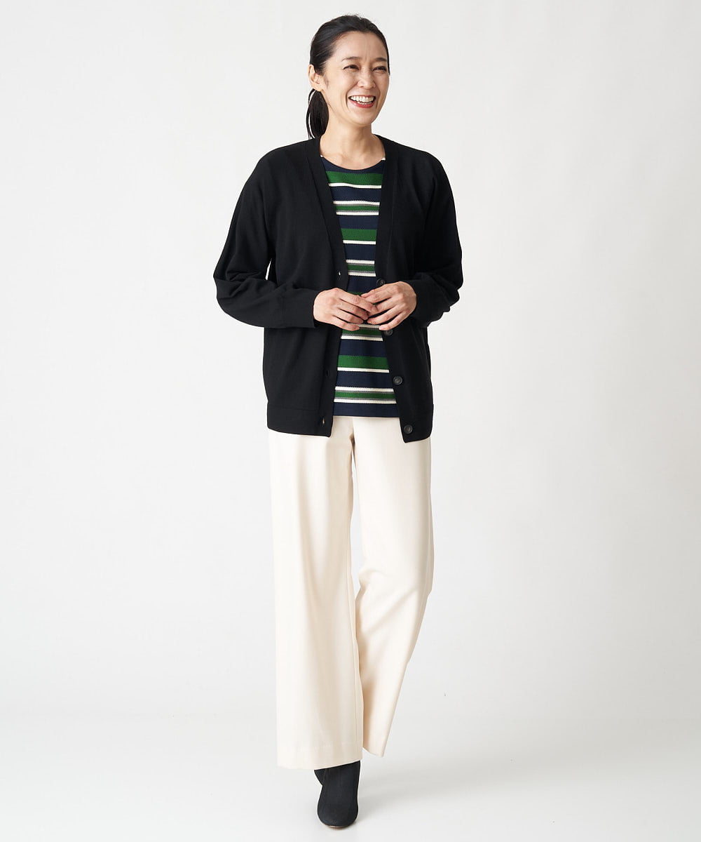 PZLAV60230 GEORGES RECH(ジョルジュ・レッシュ)  [日本製]裏起毛ストレッチワイドストレートパンツ グリーン
