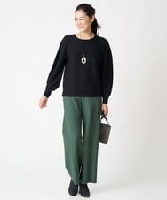 PZLAV60230 GEORGES RECH(ジョルジュ・レッシュ)  [日本製]裏起毛ストレッチワイドストレートパンツ グリーン