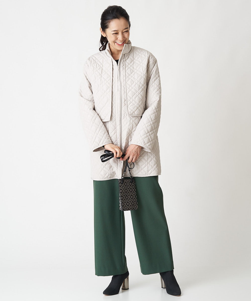 PZLAV60230 GEORGES RECH(ジョルジュ・レッシュ)  [日本製]裏起毛ストレッチワイドストレートパンツ グリーン
