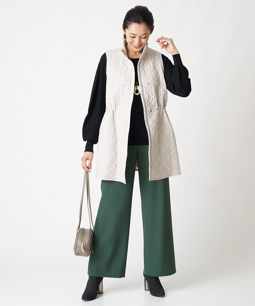 PZLAV60230 GEORGES RECH(ジョルジュ・レッシュ)  [日本製]裏起毛ストレッチワイドストレートパンツ グリーン