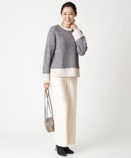 PZLAV60230 GEORGES RECH(ジョルジュ・レッシュ)  [日本製]裏起毛ストレッチワイドストレートパンツ グリーン