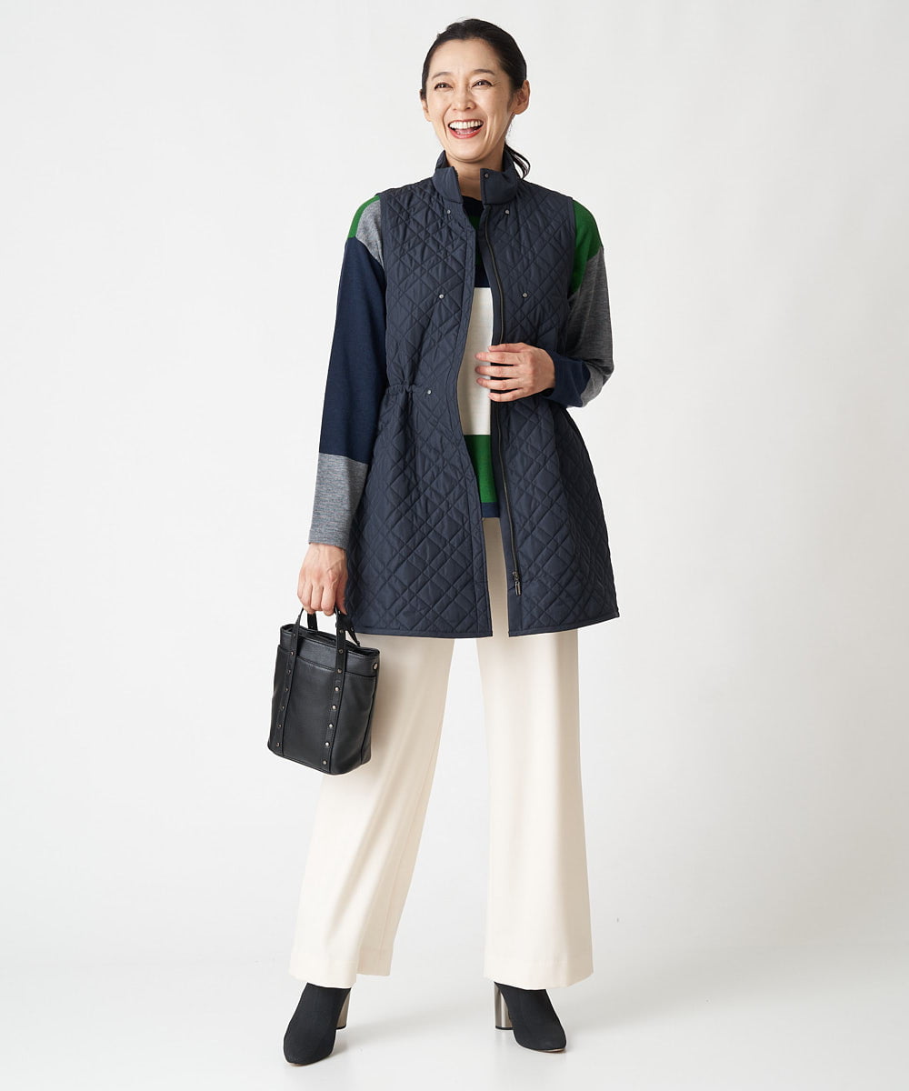 PZLAV60230 GEORGES RECH(ジョルジュ・レッシュ)  [日本製]裏起毛ストレッチワイドストレートパンツ グリーン