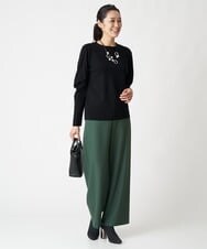 PZLAV60230 GEORGES RECH(ジョルジュ・レッシュ)  [日本製]裏起毛ストレッチワイドストレートパンツ グリーン
