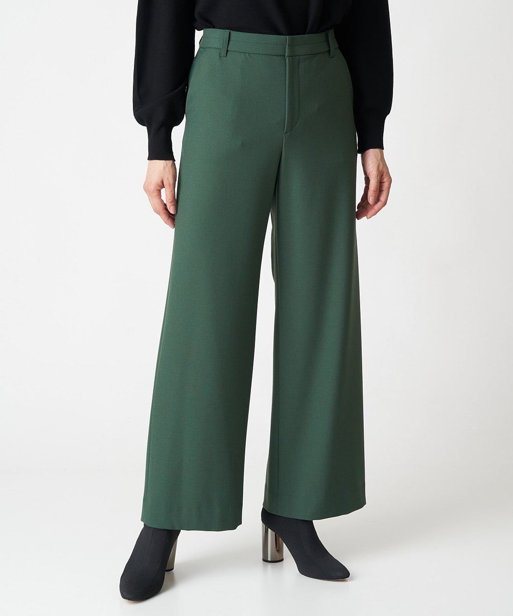 PZLAV60230 GEORGES RECH(ジョルジュ・レッシュ)  [日本製]裏起毛ストレッチワイドストレートパンツ グリーン
