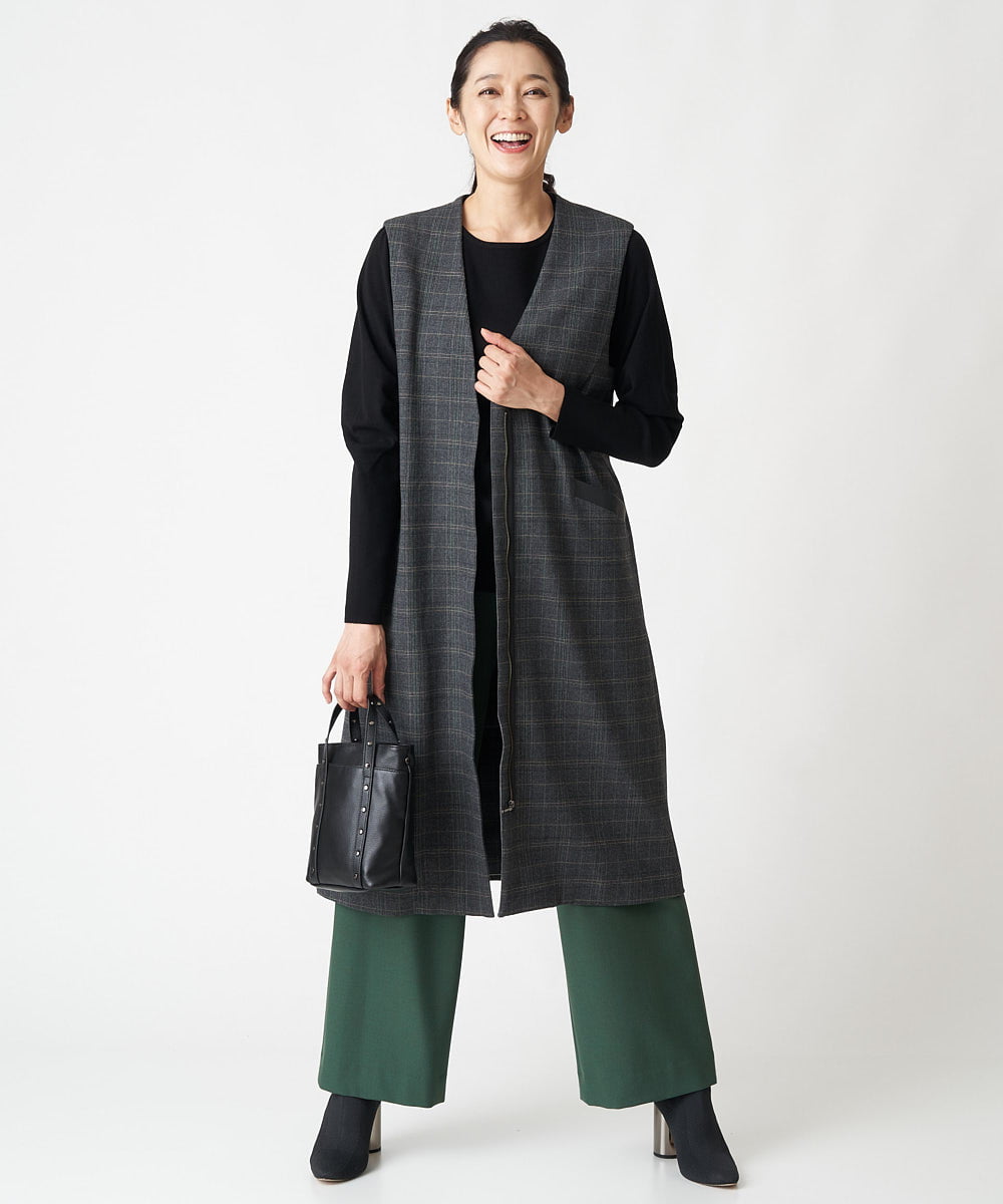 PZLAV60230 GEORGES RECH(ジョルジュ・レッシュ)  [日本製]裏起毛ストレッチワイドストレートパンツ グリーン