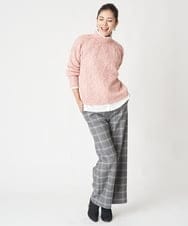 PZLAW51290 GEORGES RECH(ジョルジュ・レッシュ)  [日本製]両面起毛チェックワイドストレートラメパンツ ライトグレー