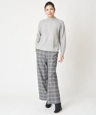 PZLAW51290 GEORGES RECH(ジョルジュ・レッシュ)  [日本製]両面起毛チェックワイドストレートラメパンツ ライトグレー