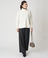 PZLAW51290 GEORGES RECH(ジョルジュ・レッシュ)  [日本製]両面起毛チェックワイドストレートラメパンツ ライトグレー