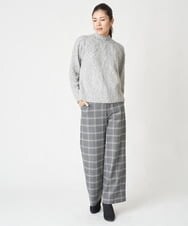 PZLAW51290 GEORGES RECH(ジョルジュ・レッシュ)  [日本製]両面起毛チェックワイドストレートラメパンツ ライトグレー