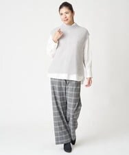 PZLAW51290 GEORGES RECH(ジョルジュ・レッシュ)  [日本製]両面起毛チェックワイドストレートラメパンツ ライトグレー