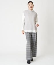 PZLAW51290 GEORGES RECH(ジョルジュ・レッシュ)  [日本製]両面起毛チェックワイドストレートラメパンツ ライトグレー