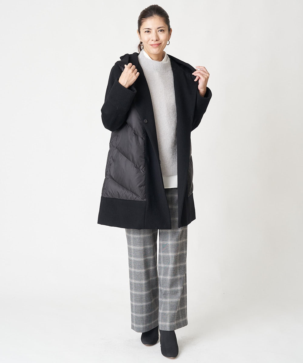PZLAW51290 GEORGES RECH(ジョルジュ・レッシュ)  [日本製]両面起毛チェックワイドストレートラメパンツ ライトグレー