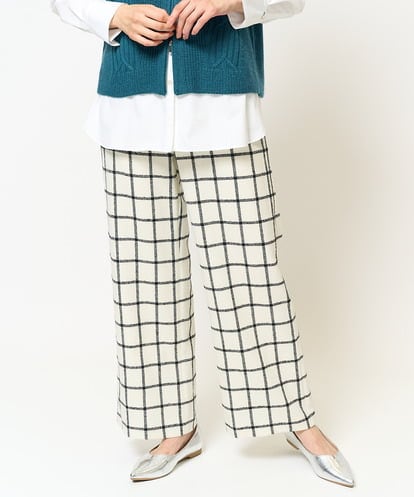 PZLCA04330   [日本製]ウィンドペンチェックワイドストレートパンツ