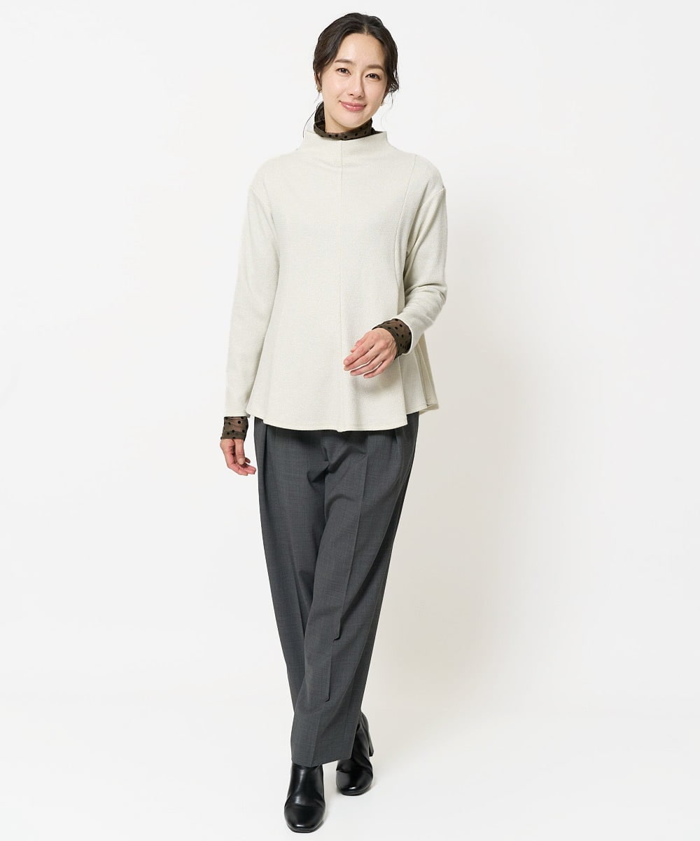 PZLEA22290 GEORGES RECH(ジョルジュ・レッシュ)  [日本製]インタックコクーンワイドテーパードパンツ ダークグレー