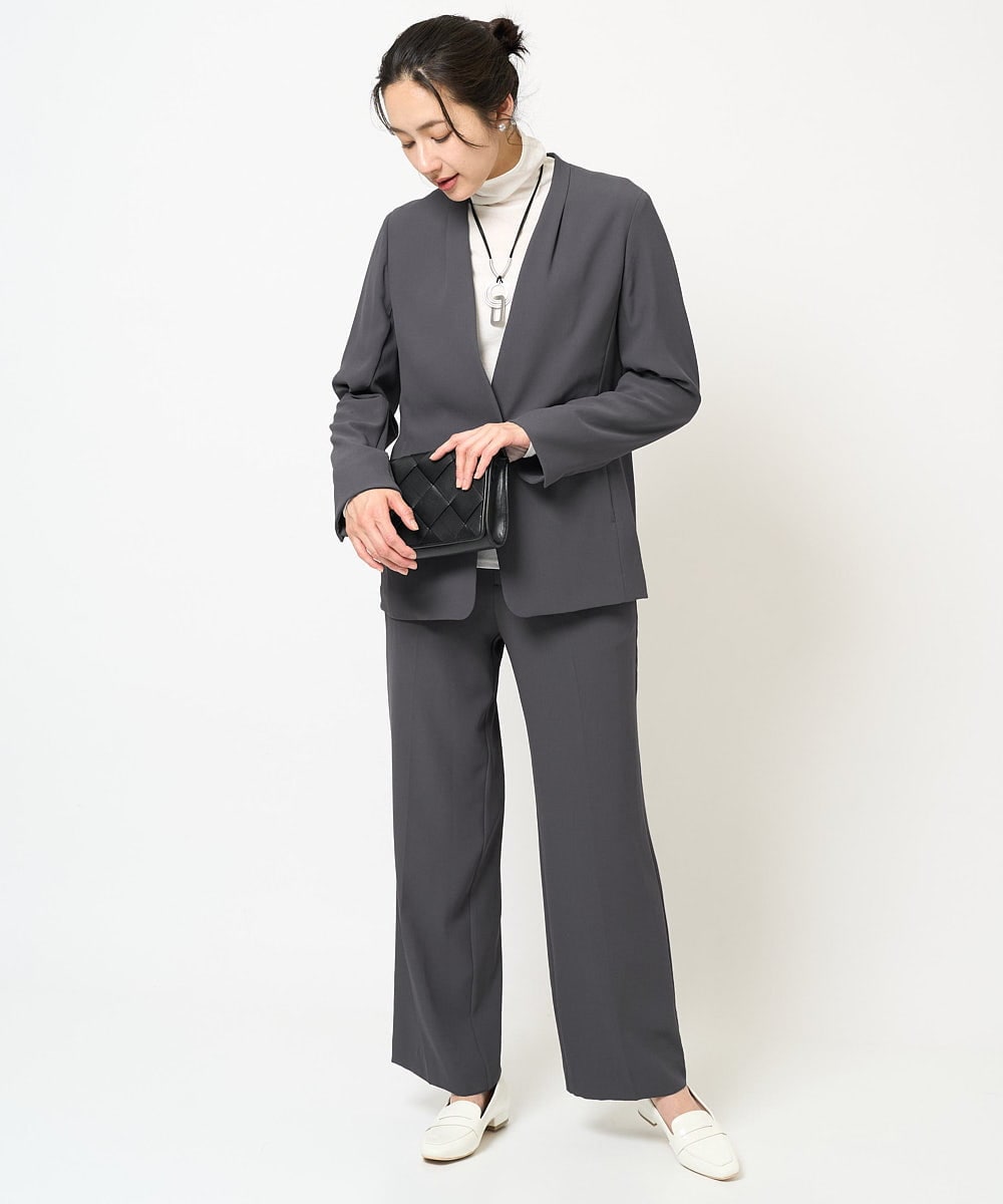 PZLEB01250 GEORGES RECH(ジョルジュ・レッシュ)  [セットアップ対応]ストレッチセンタープレスストレートパンツ ダークグレー