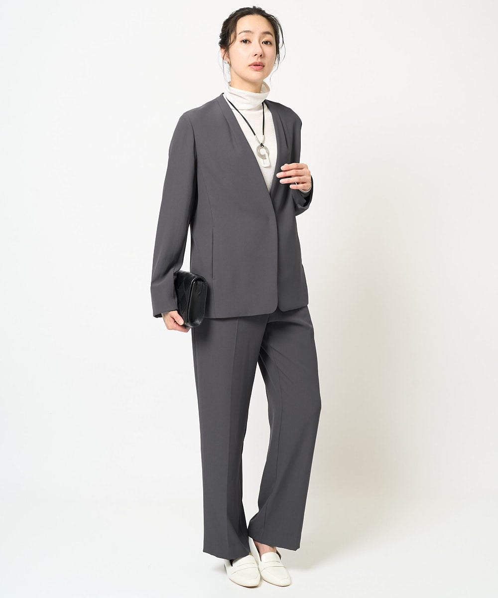 PZLEB01250 GEORGES RECH(ジョルジュ・レッシュ)  [セットアップ対応]ストレッチセンタープレスストレートパンツ ダークグレー