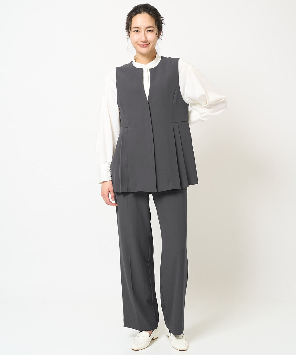 PZLEB01250 GEORGES RECH(ジョルジュ・レッシュ)  [セットアップ対応]ストレッチセンタープレスストレートパンツ ダークグレー