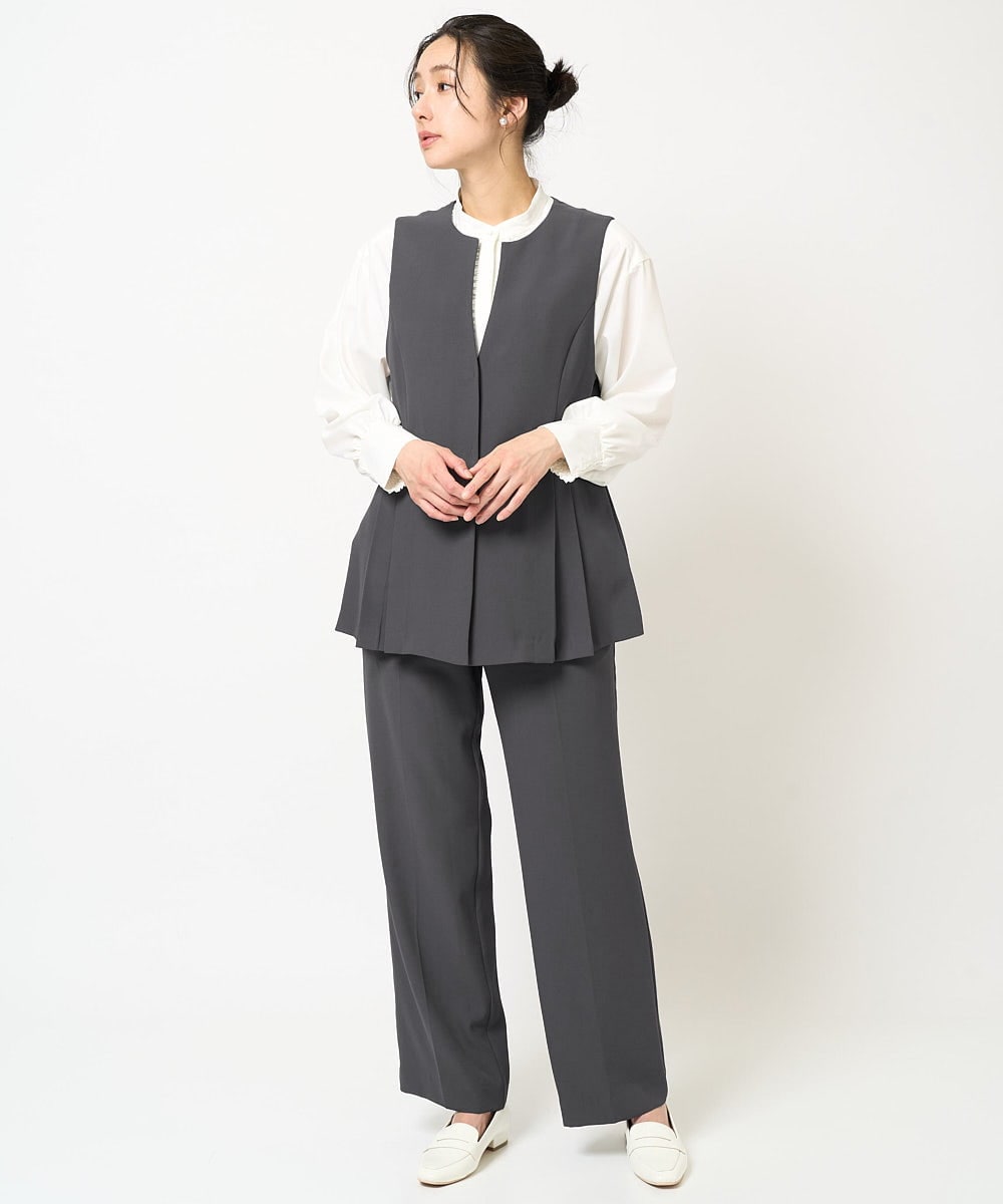 PZLEB01250 GEORGES RECH(ジョルジュ・レッシュ)  [セットアップ対応]ストレッチセンタープレスストレートパンツ ダークグレー