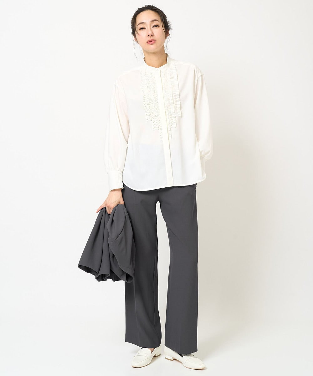 PZLEB01250 GEORGES RECH(ジョルジュ・レッシュ)  [セットアップ対応]ストレッチセンタープレスストレートパンツ ダークグレー