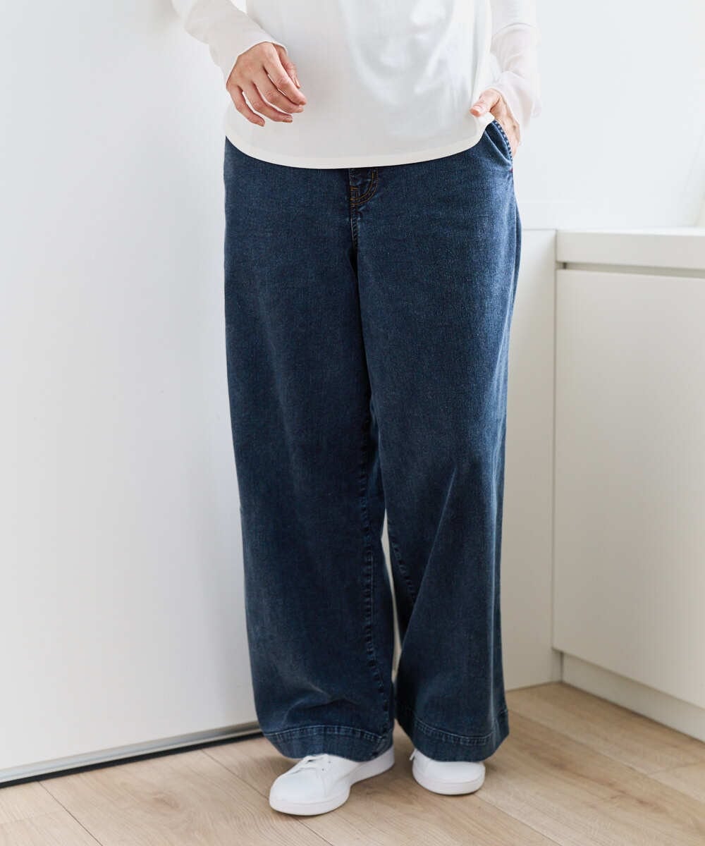 PZLEE01270 GEORGES RECH(ジョルジュ・レッシュ)  [セットアップ対応]ジャージーデニムワイドパンツ ブルー