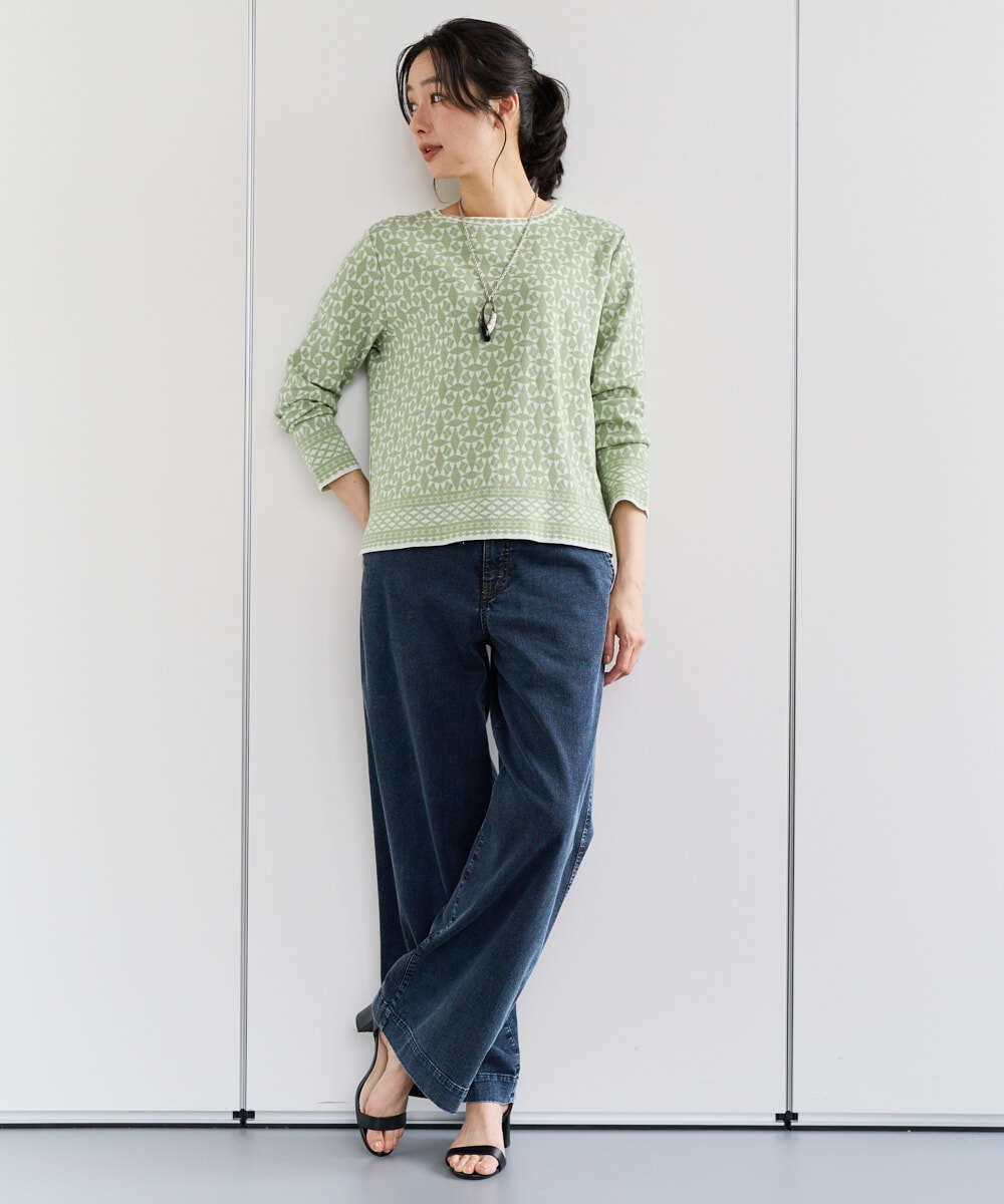 PZLEE01270 GEORGES RECH(ジョルジュ・レッシュ)  [セットアップ対応]ジャージーデニムワイドパンツ ブルー