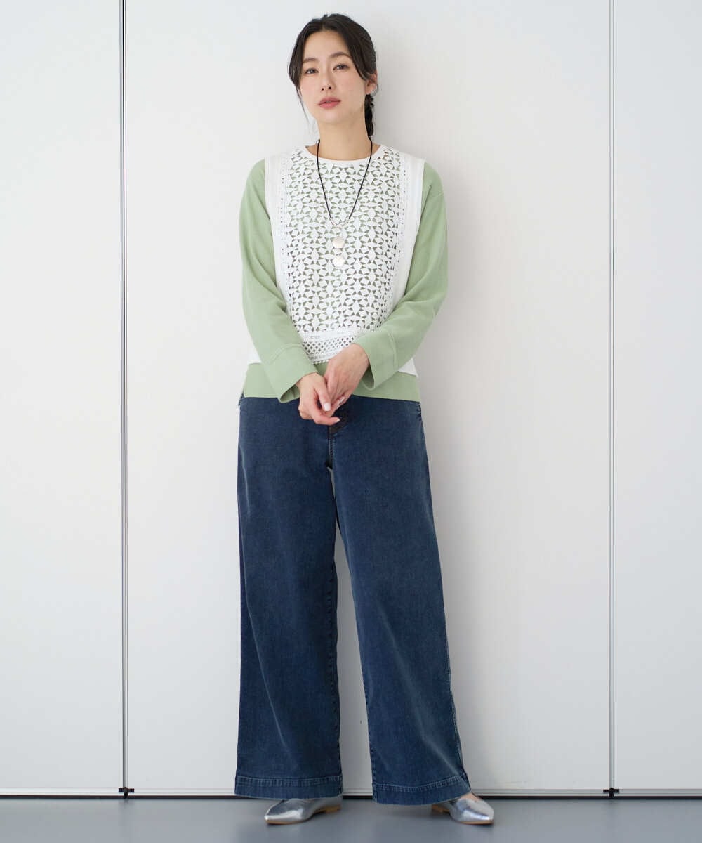 PZLEE01270 GEORGES RECH(ジョルジュ・レッシュ)  [セットアップ対応]ジャージーデニムワイドパンツ ブルー