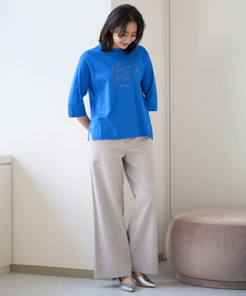 PZLEE01270 GEORGES RECH(ジョルジュ・レッシュ)  [セットアップ対応]ジャージーデニムワイドパンツ ブルー