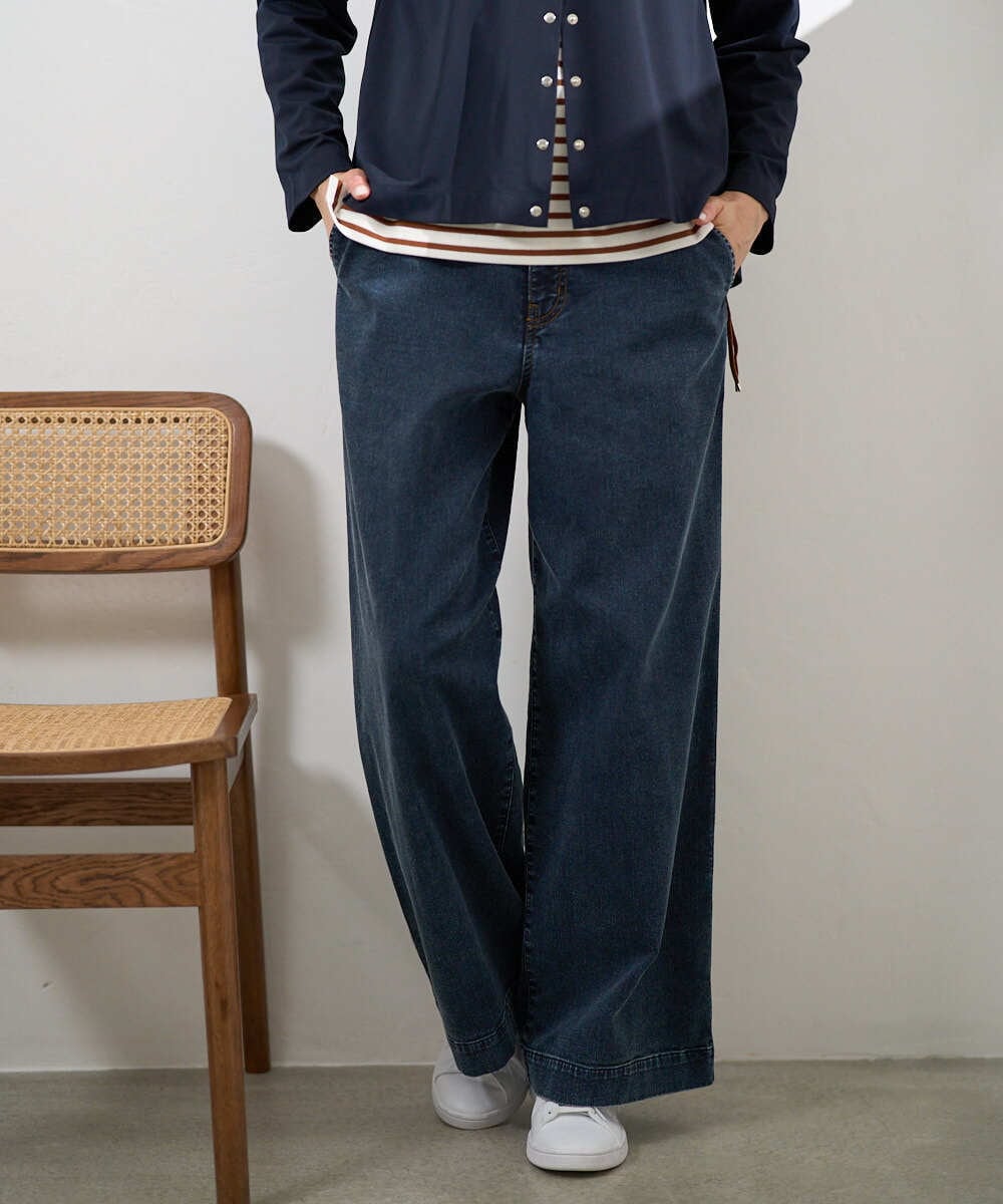 PZLEE01270 GEORGES RECH(ジョルジュ・レッシュ)  [セットアップ対応]ジャージーデニムワイドパンツ ブルー