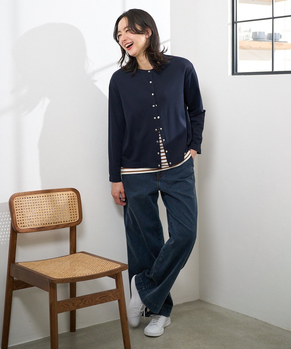 PZLEE01270 GEORGES RECH(ジョルジュ・レッシュ)  [セットアップ対応]ジャージーデニムワイドパンツ ブルー