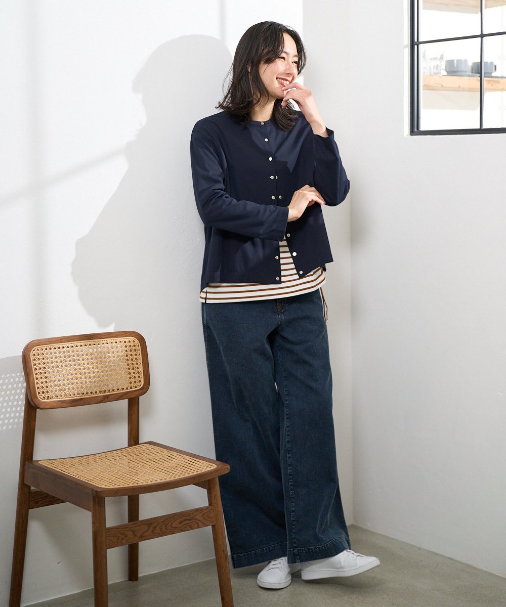 PZLEE01270 GEORGES RECH(ジョルジュ・レッシュ)  [セットアップ対応]ジャージーデニムワイドパンツ ブルー