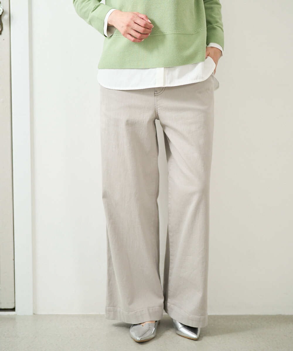 PZLEE01270 GEORGES RECH(ジョルジュ・レッシュ)  [セットアップ対応]ジャージーデニムワイドパンツ ライトグレー