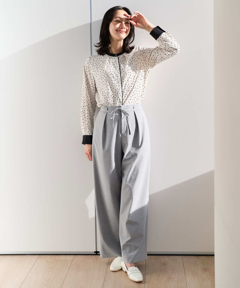 PZLEE25250 GEORGES RECH(ジョルジュ・レッシュ)  [日本製]ドロストタックワイドパンツ グレー