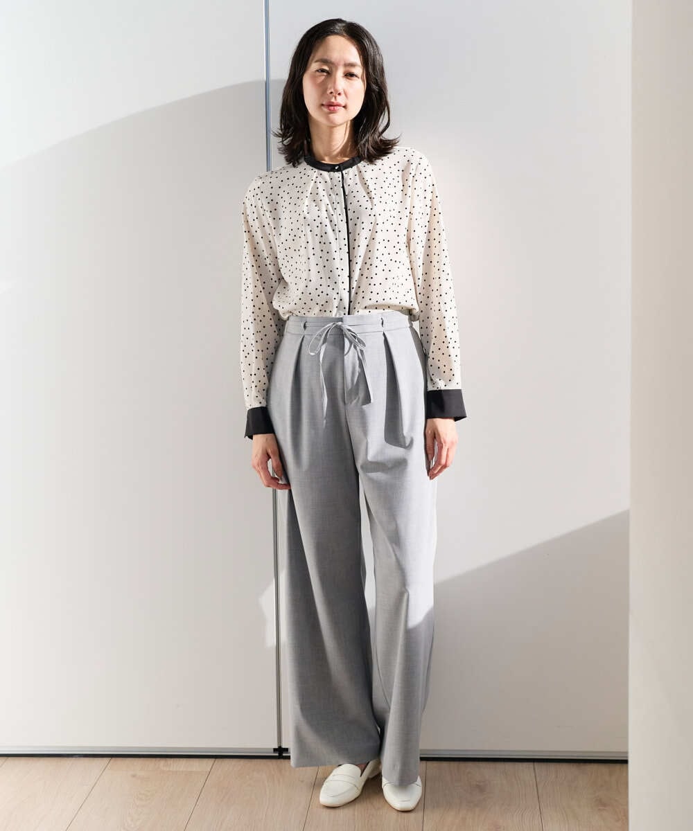 PZLEE25250 GEORGES RECH(ジョルジュ・レッシュ)  [日本製]ドロストタックワイドパンツ グレー