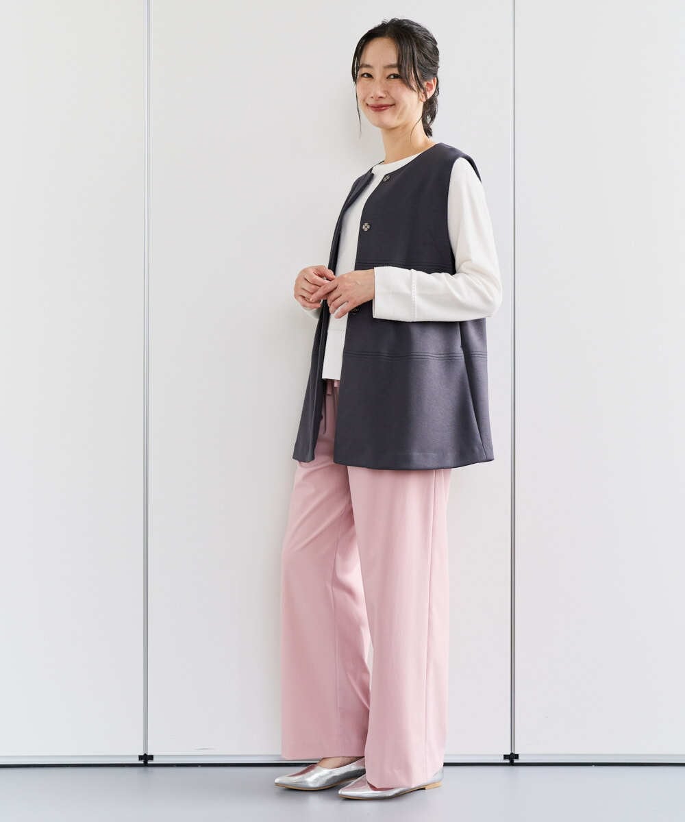 PZLEE25250 GEORGES RECH(ジョルジュ・レッシュ)  [日本製]ドロストタックワイドパンツ グレー