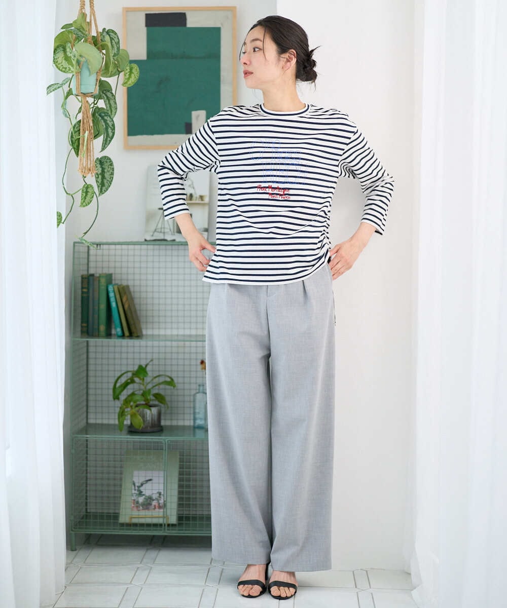 PZLEE25250 GEORGES RECH(ジョルジュ・レッシュ)  [日本製]ドロストタックワイドパンツ グレー