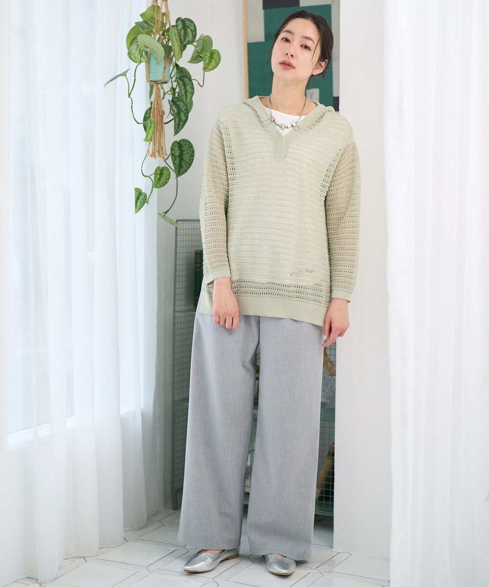 PZLEE25250 GEORGES RECH(ジョルジュ・レッシュ)  [日本製]ドロストタックワイドパンツ グレー