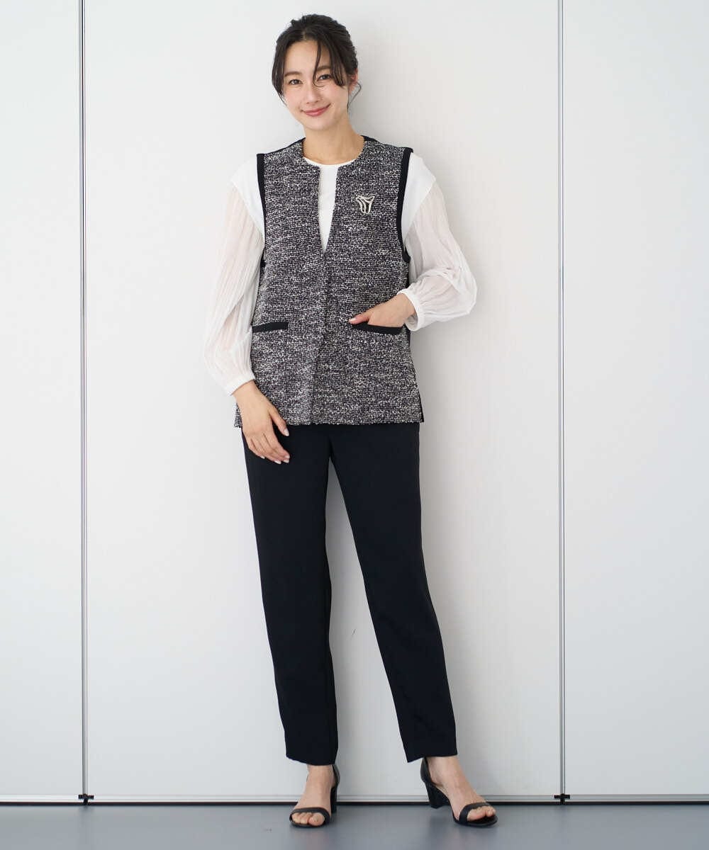 PZLEE29190 GEORGES RECH(ジョルジュ・レッシュ)  [日本製]リラックスサテンテーパードパンツ グリーン