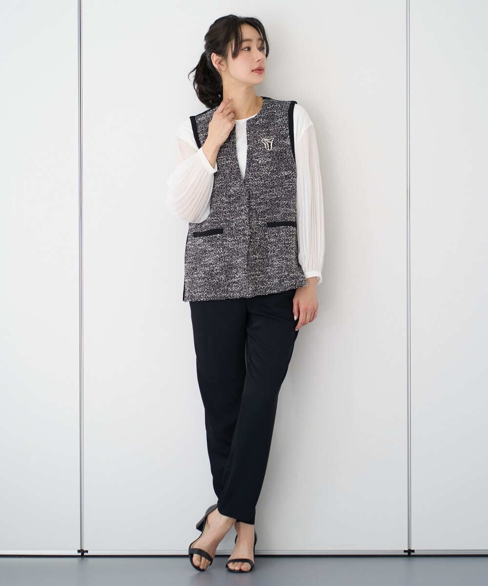 PZLEE29190 GEORGES RECH(ジョルジュ・レッシュ)  [日本製]リラックスサテンテーパードパンツ グリーン