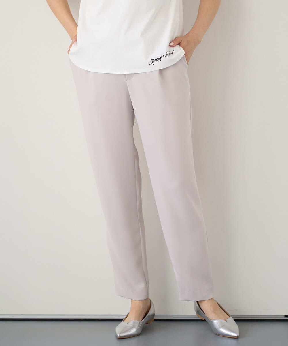 PZLEE29190 GEORGES RECH(ジョルジュ・レッシュ)  [日本製]リラックスサテンテーパードパンツ グリーン