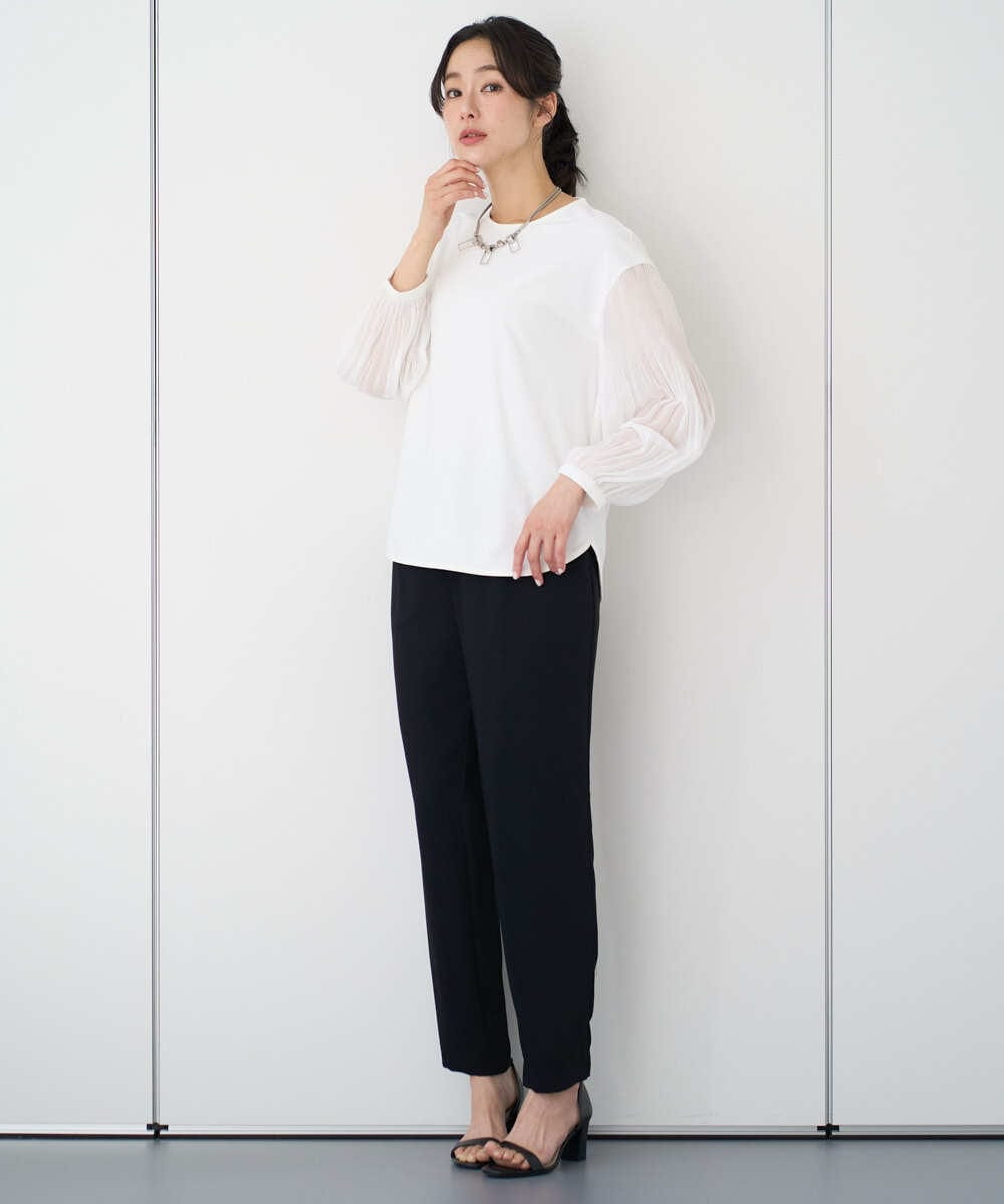 PZLEE29190 GEORGES RECH(ジョルジュ・レッシュ)  [日本製]リラックスサテンテーパードパンツ グリーン