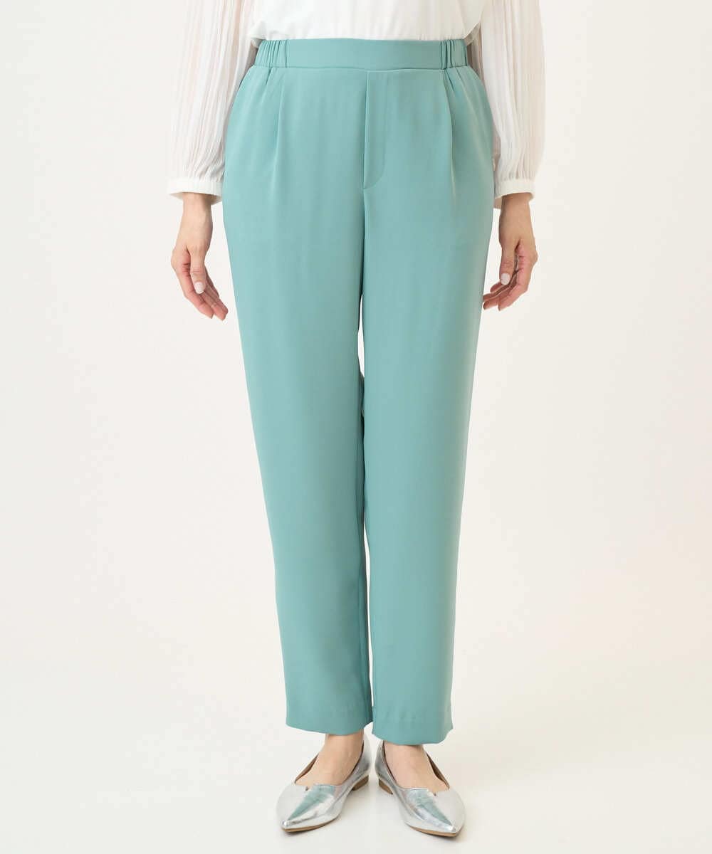 PZLEE29190 GEORGES RECH(ジョルジュ・レッシュ)  [日本製]リラックスサテンテーパードパンツ グリーン