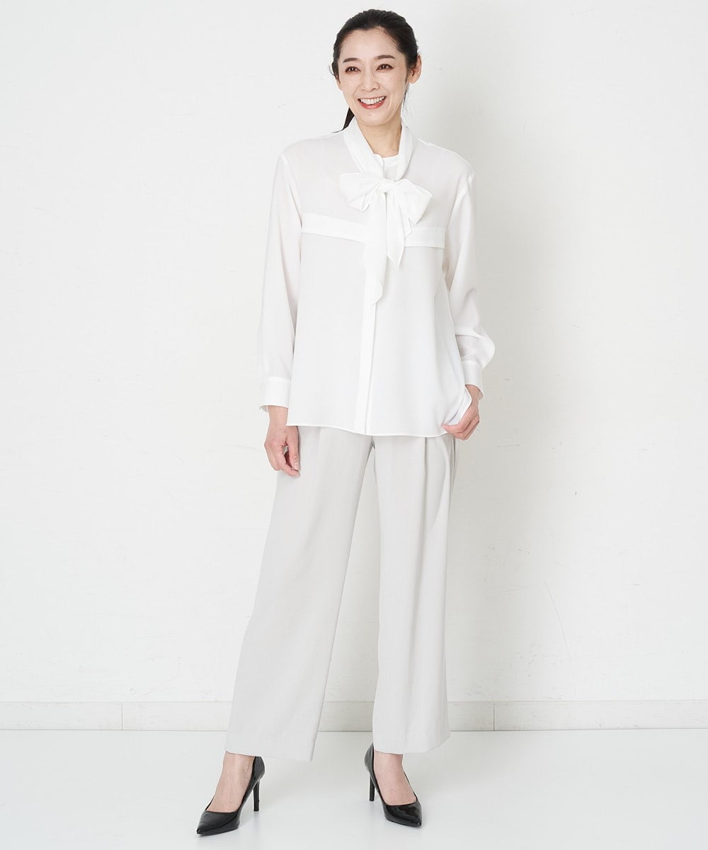 PZLET03260 GEORGES RECH(ジョルジュ・レッシュ) [セットアップ対応]パウダリーストレートパンツ ライトグレー