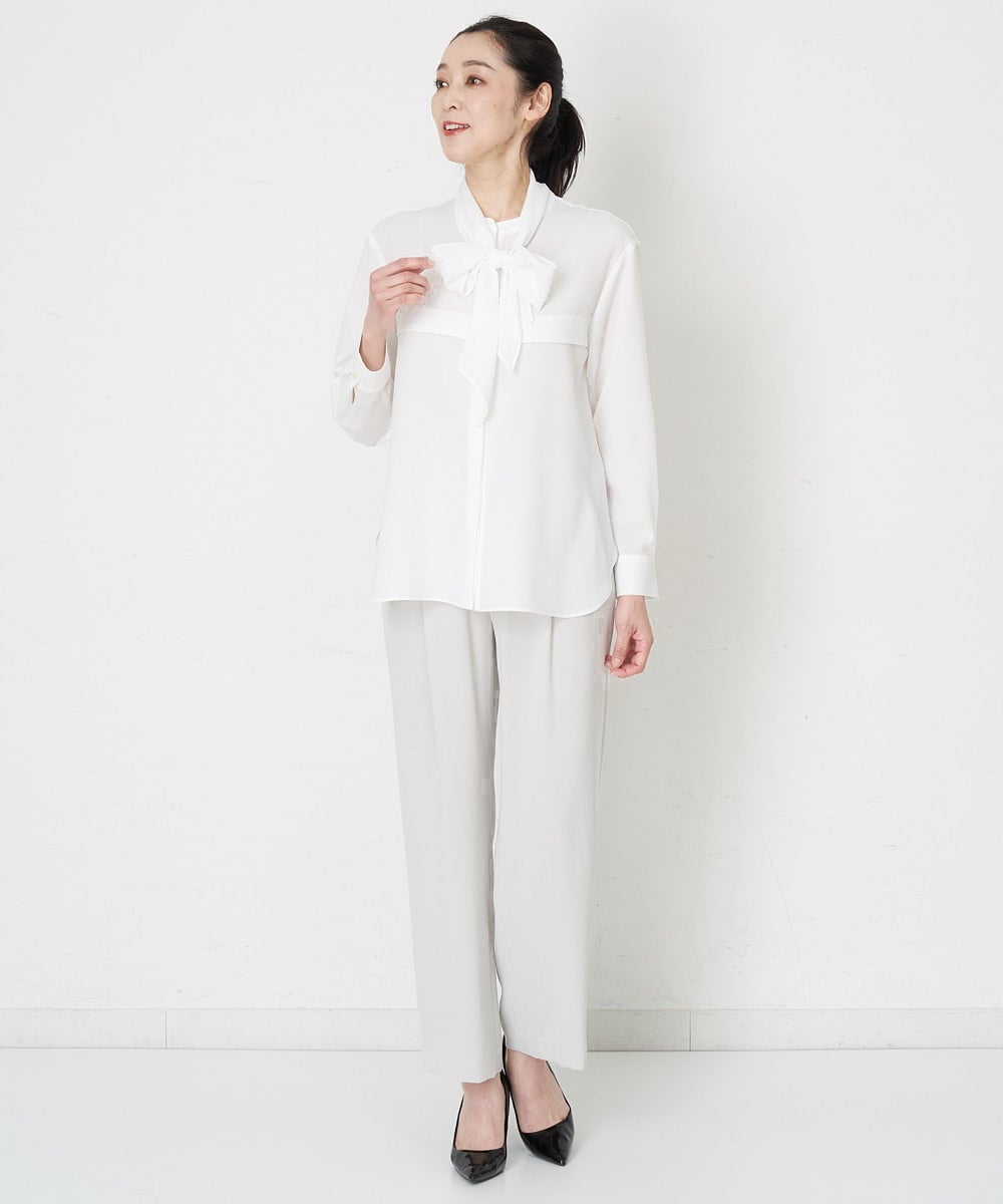 PZLET03260 GEORGES RECH(ジョルジュ・レッシュ) [セットアップ対応]パウダリーストレートパンツ ライトグレー