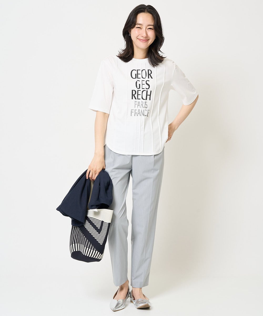 PZLGA34240 GEORGES RECH(ジョルジュ・レッシュ)  [日本製]TRピンストライプジョグパンツ ネイビー