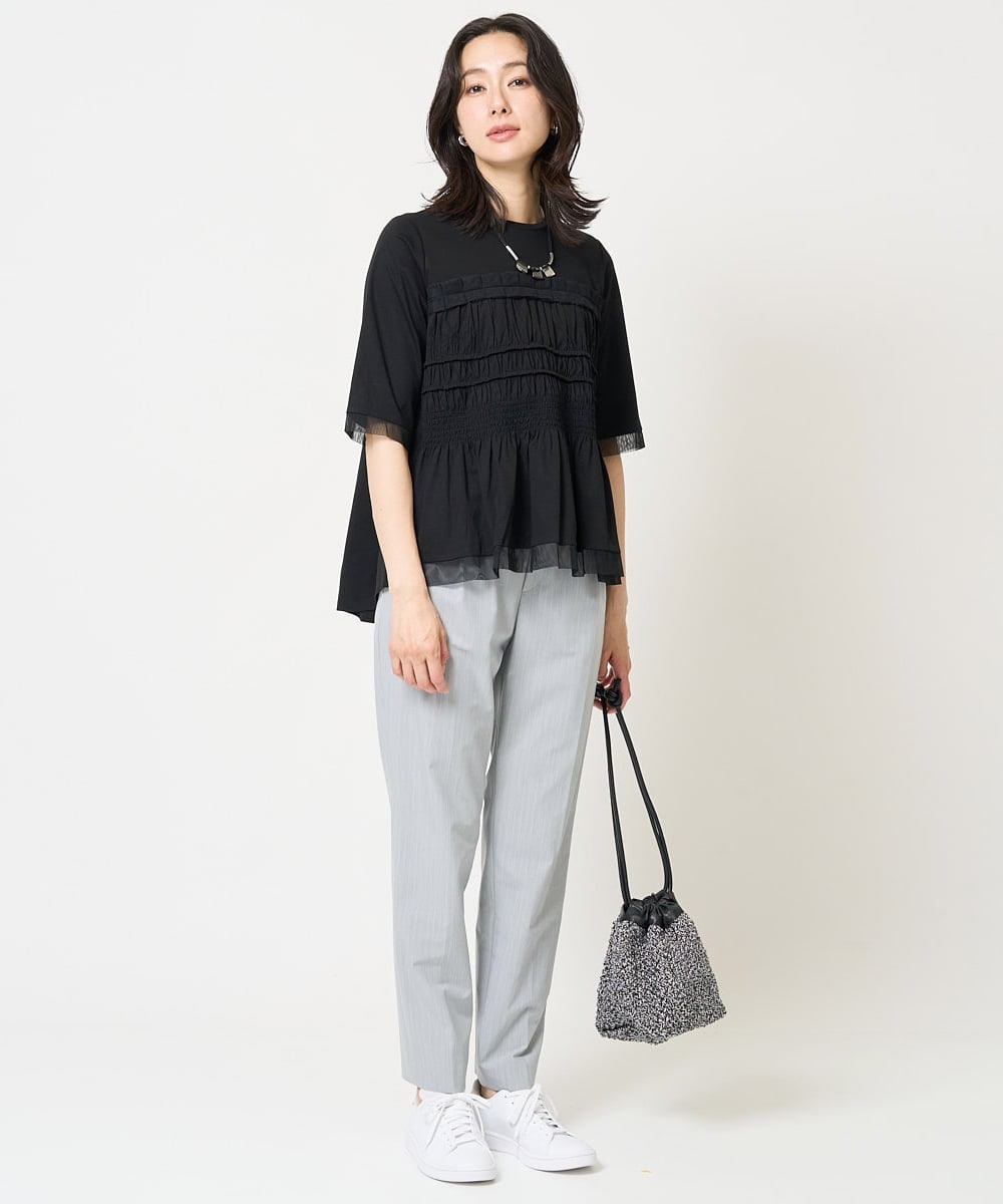 PZLGA34240 GEORGES RECH(ジョルジュ・レッシュ)  [日本製]TRピンストライプジョグパンツ ネイビー